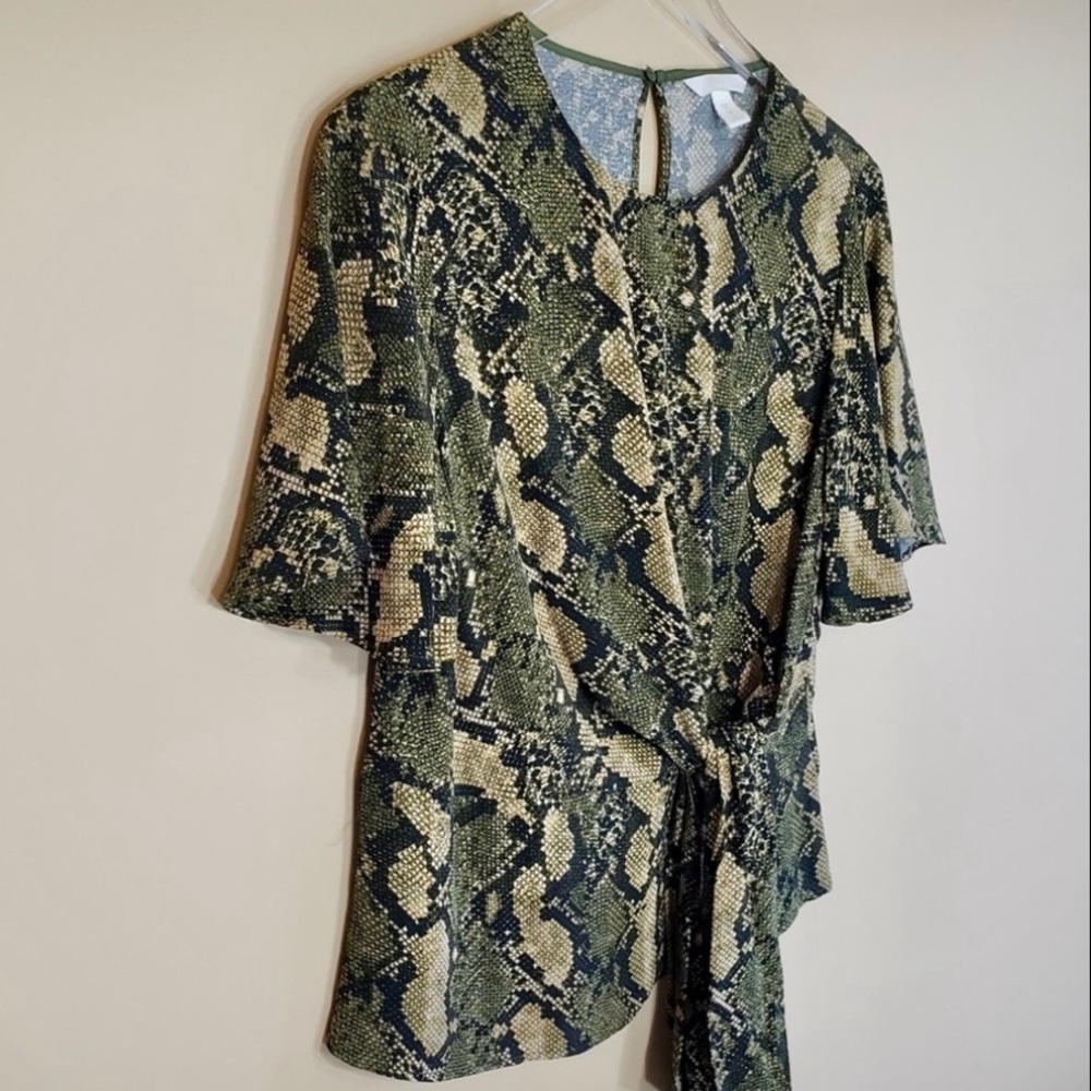 H&M Snake Skin Print Tie-Front Blouse
